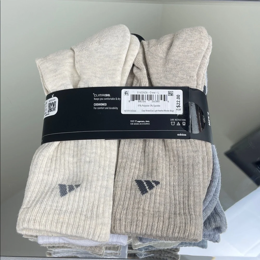Adidas Climacool Cushioned Crew Socks 6-Pack Men's Large NWT